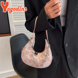 Floral Underarm Bag Chains Half-moon Shoulder Bag