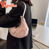 Floral Underarm Bag Chains Half-moon Shoulder Bag