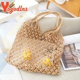 Summer Straw Bag Female Large Capacity Handle Bag Casual Beach Totes Bag