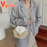 Summer Hexagon Rattan Straw Shoulder Bag Crossbody Bag