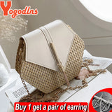 Summer Hexagon Rattan Straw Shoulder Bag Crossbody Bag
