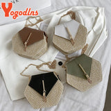 Summer Hexagon Rattan Straw Shoulder Bag Crossbody Bag