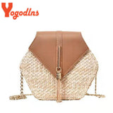 Summer Hexagon Rattan Straw Shoulder Bag Crossbody Bag