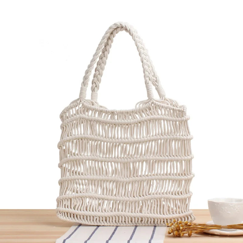 Summer Hollow Straw Bag Women Knitted Beach Bohemia Style Shoulder Travel Clutch