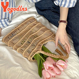 Summer Hollow Straw Bag Women Knitted Beach Bohemia Style Shoulder Travel Clutch