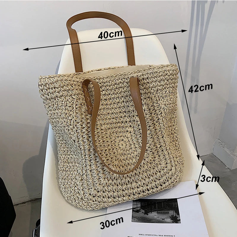 Summer Large Capacity Straw Shoulder Bag Rattan Beach Bags