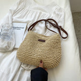 Bohemia Style Rattan Straw Beach Bag Crossbody Vacation Shoulder Bag