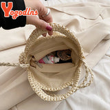 Summer Rattan Round Shoulder Bag Women's Beach Crossbody Handbag