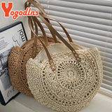 Summer Round Straw Bag For Women Woven Beach Bag Large Capacity Tote