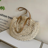 Summer Round Straw Bag For Women Woven Beach Bag Large Capacity Tote