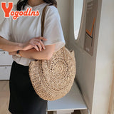 Summer Round Straw Bag For Women Woven Beach Bag Large Capacity Tote