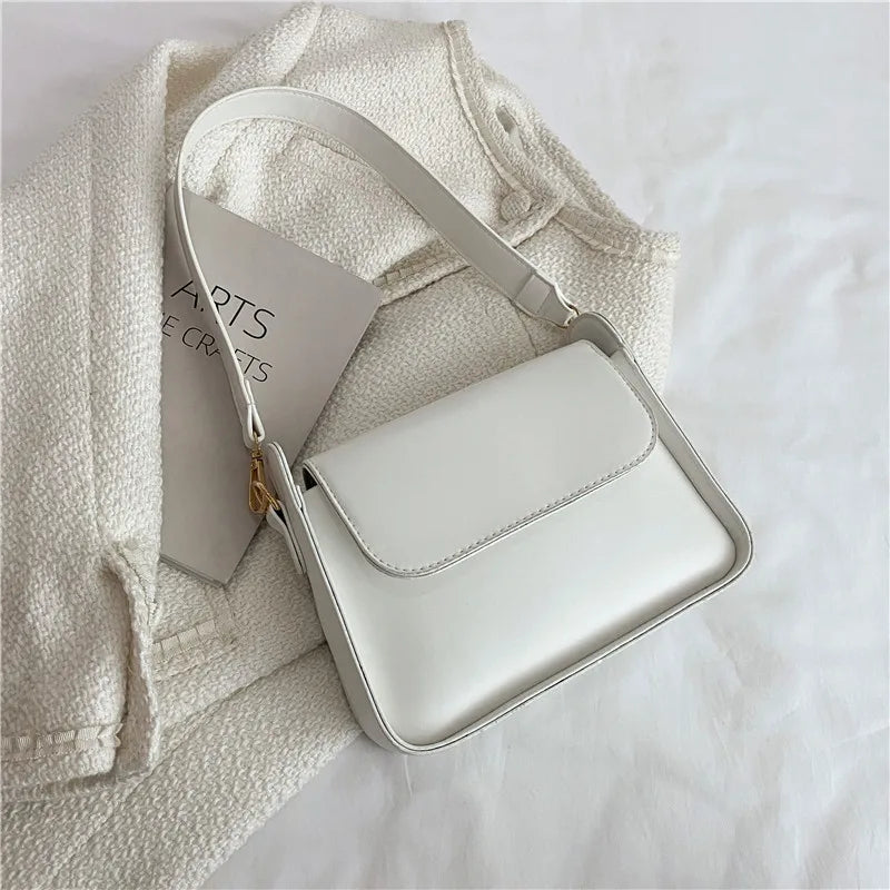 Summer Solid PU Leather Flap Shoulder Bag Lady Handbag