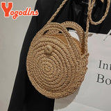 Summer Straw Bags Women Rattan Beach Bag Braided Crossbody Bag Circle