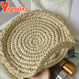 Summer Straw Bags Women Rattan Beach Bag Braided Crossbody Bag Circle
