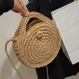 Summer Straw Bags Women Rattan Beach Bag Braided Crossbody Bag Circle