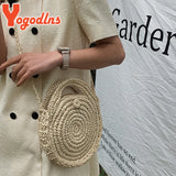 Summer Straw Bags Women Rattan Beach Bag Braided Crossbody Bag Circle