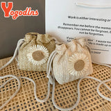 Summer Straw Bucket Bag For Women Knitted Beach Bag Bohemia Small Crossbody Bag