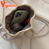 Summer Straw Bucket Bag For Women Knitted Beach Bag Bohemia Small Crossbody Bag