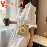 Summer Straw Bucket Bag For Women Knitted Beach Bag Bohemia Small Crossbody Bag