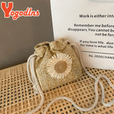Summer Straw Bucket Bag For Women Knitted Beach Bag Bohemia Small Crossbody Bag