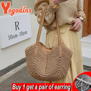 Summer Straw Shoulder Bag Rattan Beach Bags Large Capacity Armpit Bag