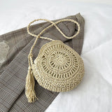 Summer Straw Tassel Shoulder Bag Rattan Beach Travel Crossbody Bag