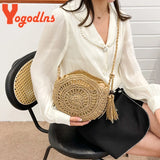Summer Straw Tassel Shoulder Bag Rattan Beach Travel Crossbody Bag