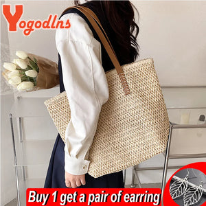 Summer Woven Women Bag Large Capacity Rattan Shoulder Vacation Beach Bag