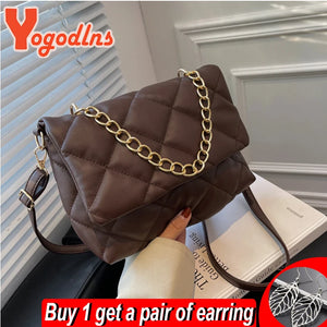 Chic Rhombus Shoulder Messenger Bag with Chain Decors