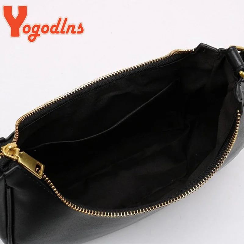 Half-moon PU Leather Shoulder Bag Vintage Girls Handbag