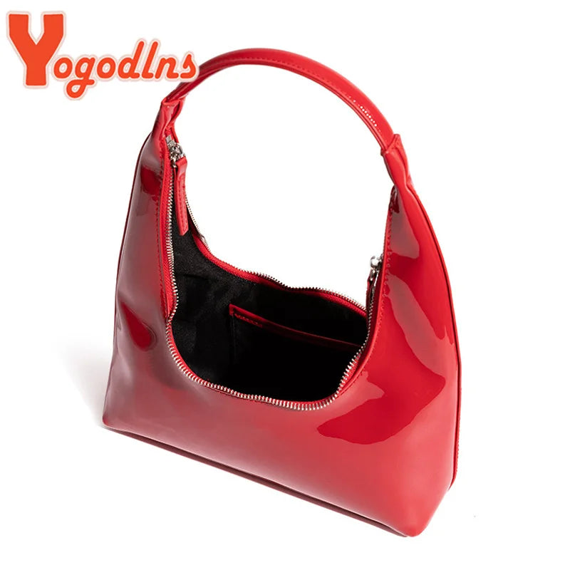 Minimalist Patent Leather Shoulder Bag for Women
