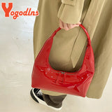 Minimalist Patent Leather Shoulder Bag for Women