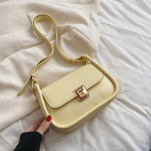 Women PU Leather Crossbody Bag Flap Small Square Bag Solid Underarm Bag