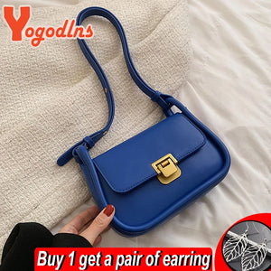Women PU Leather Crossbody Bag Flap Small Square Bag Solid Underarm Bag