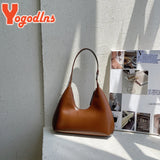 Vintage Armpit Bag Women Half-moon Shoulder Bag PU Leather Handle Bag Totes