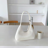 Vintage Armpit Bag Women Half-moon Shoulder Bag PU Leather Handle Bag Totes