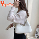 Vintage Armpit Bag Women Half-moon Shoulder Bag PU Leather Handle Bag Totes