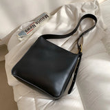 Vintage PU Leather Bucket Bag Large Capacity Handbag for Women