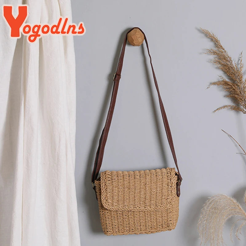 Vintage Straw Handbag Woven Beach Tote Bohemia Shoulder Bag