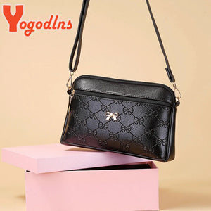 Vintage Printing Shoulder Messenger Bag Female Pu Leather Crossbody Bag