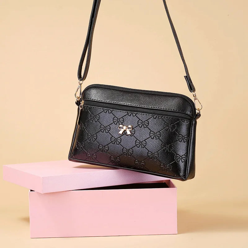 Vintage Printing Shoulder Messenger Bag Female Pu Leather Crossbody Bag