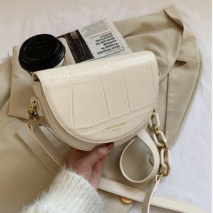 Vintage Saddle Bag PU Leather Flap Shoulder Chains Crossbody Lady Messenger