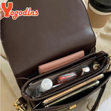 Vintage Saddle Bag PU Leather Flap Shoulder Chains Crossbody Lady Messenger