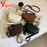 Vintage Saddle Bag PU Leather Flap Shoulder Chains Crossbody Lady Messenger