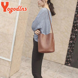 Vintage Bucket Bag PU Leather Crossbody Handbag