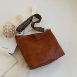 Vintage Shoulder Bag PU Leather Bucket Crossbody Lady Messenger Shopping Purse