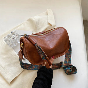 Vintage PU Leather Shoulder Bag for Women Crossbody Messenger Tote Purse