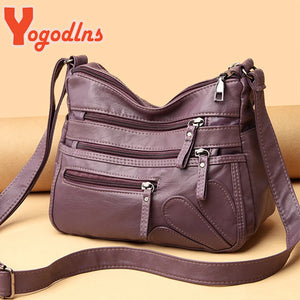 Vintage Shoulder Bag Women PU leather Crossbody Bag Large Capacity