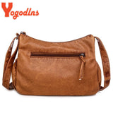 Vintage Soft Leather Shoulder Bag Multi-pocket Crossbody Bag