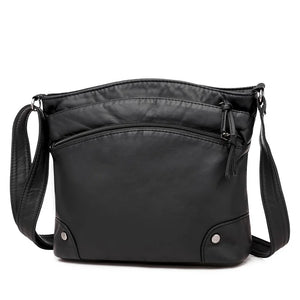 Vintage Soft PU Leather Shoulder Bag Female Zipper Messenger Handbag